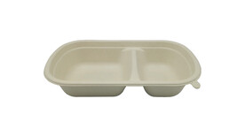 Menüschale to go, Bagasse, rechteckig, 2-geteilt, A-Nr.: 13491 - 01