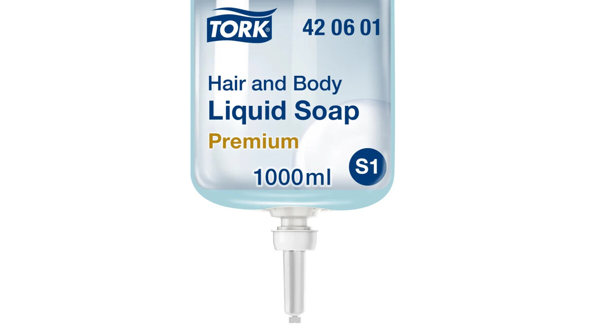 Duschcreme Tork Hair &amp; Body, S1, 1.000 ml, blau, 6 Stk./Karton, A-Nr.: 15996 - 01