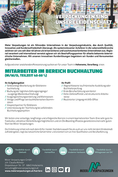 Stelleninserat Mitarbeiter Buchhaltung