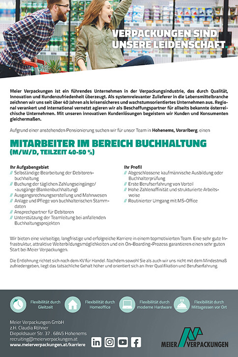 Stelleninserat Mitarbeiter Buchhaltung