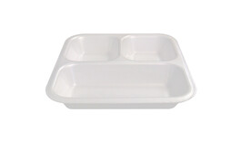 Siegelschale 612, 1.350 ml, XPS, 262 x 247 x 40 mm, weiß, 3-geteilt, ohne Rippen, A-Nr.: 73273 Siegelschale 612, 1.350 ml, XPS, 262 x 247 x 40 mm, weiß, 3-geteilt, ohne Rippen, A-Nr.: 73273 - 01