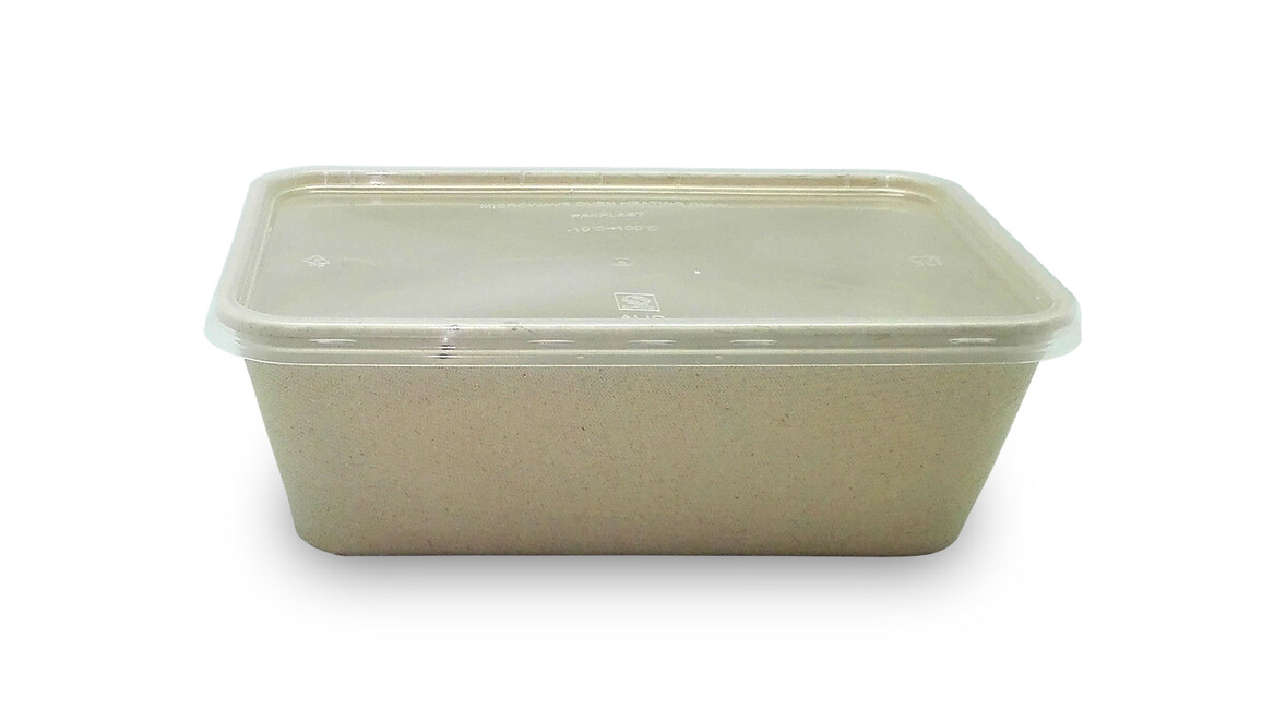 Menüschale to go mit Deckel, 750 ml, Bagasse, 173 x 116 x 60 mm, natur, FAIRPAC, A-Nr.: 95095 - 01